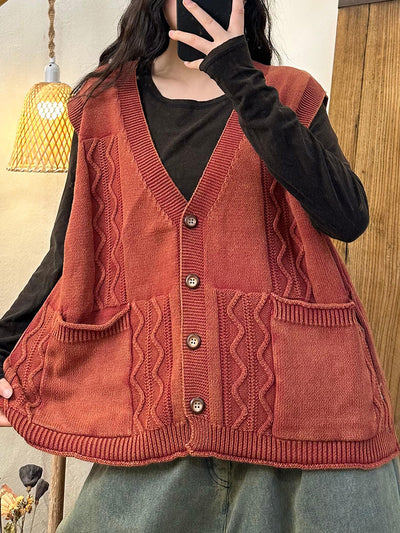 Women VintageTwist V-Neck Vest