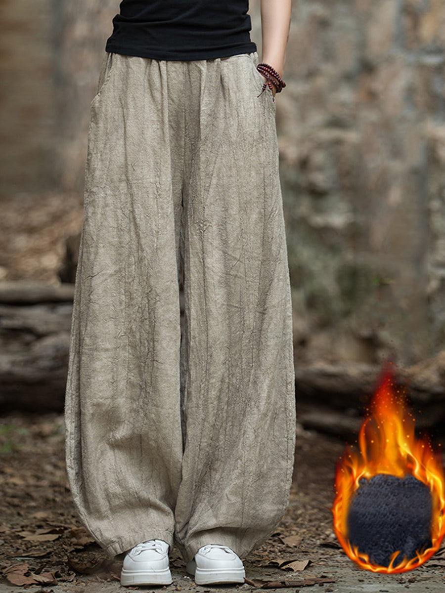 Plus Size Women Vintage Winter Tie-dye Fleece-lined Harem Pants