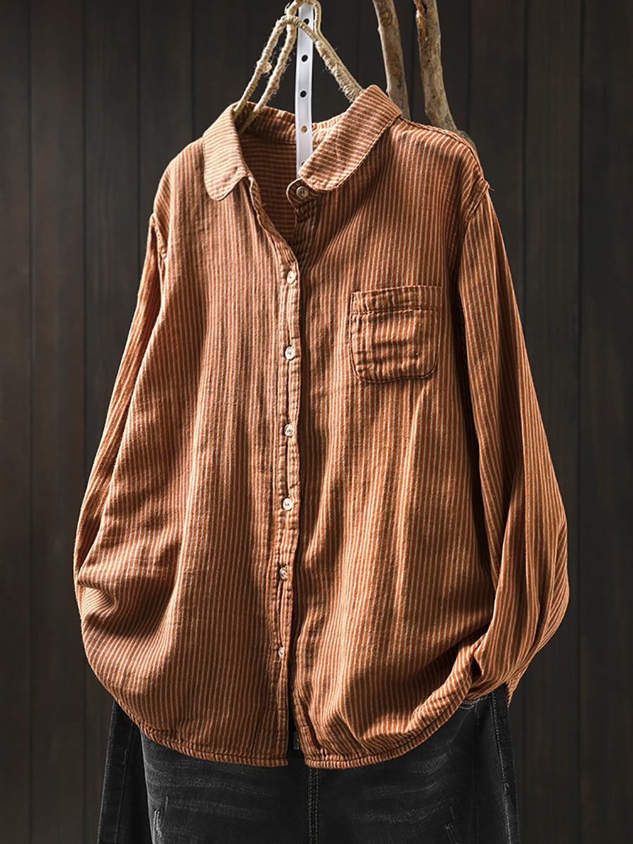 Plus Size Women Vintage Autumn Lattice Shirt