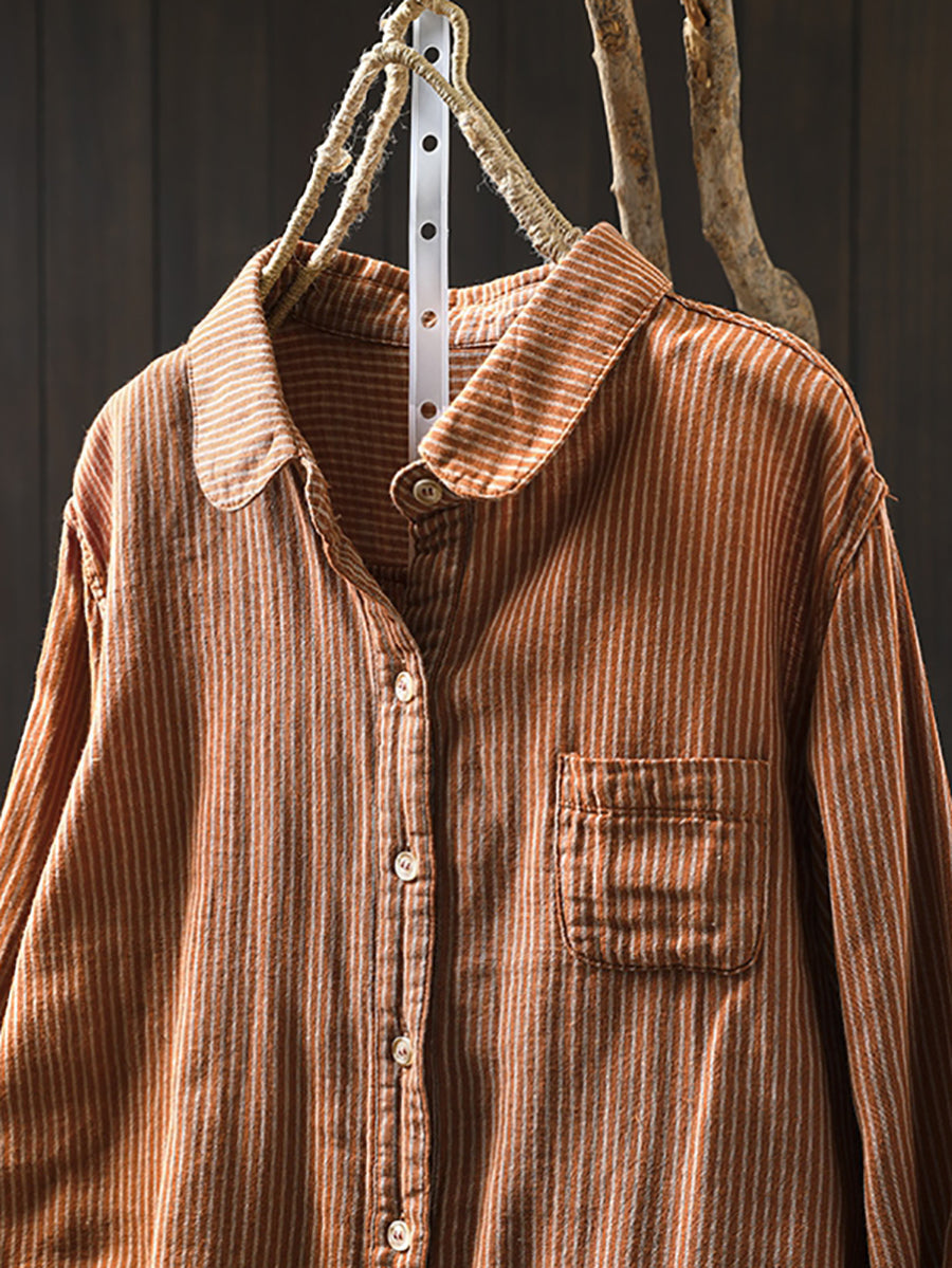 Plus Size Women Vintage Autumn Lattice Shirt