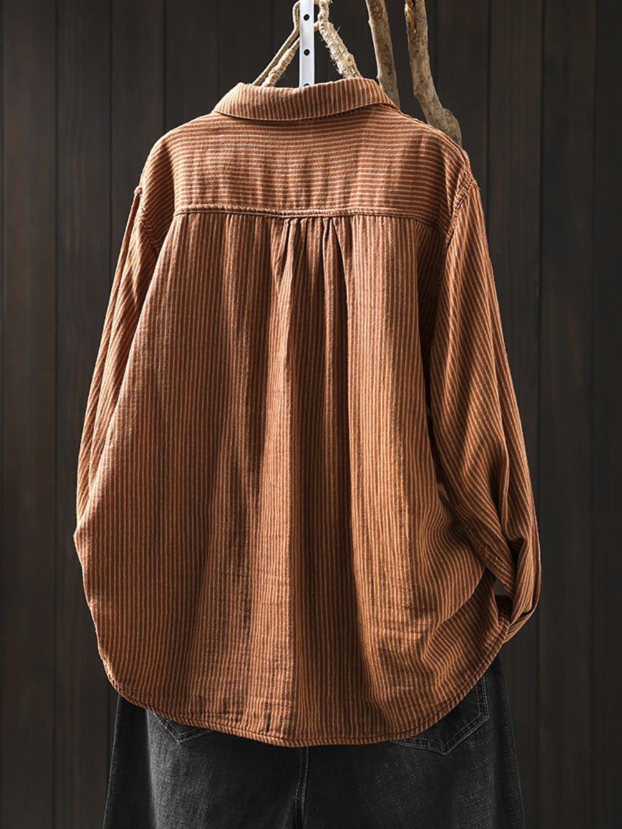 Plus Size Women Vintage Autumn Lattice Shirt