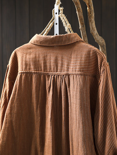 Plus Size Women Vintage Autumn Lattice Shirt