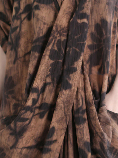 Women Spring Vintage V-Neck X-Shape Flower Dress