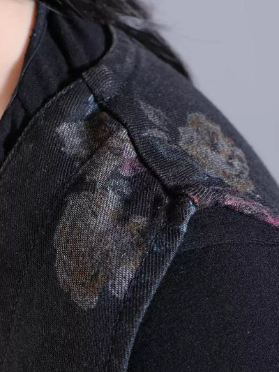 Women Spring Vintage Flower Spliced 100%Cotton Vest Dress