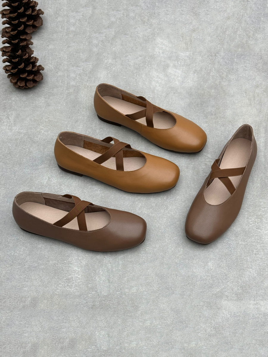 Women Vintage Genuine Leather Low Heel Shoes
