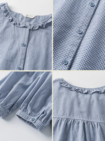 Plus Size Women Summer Lattice Lace Collar 100%Cotton Shirt