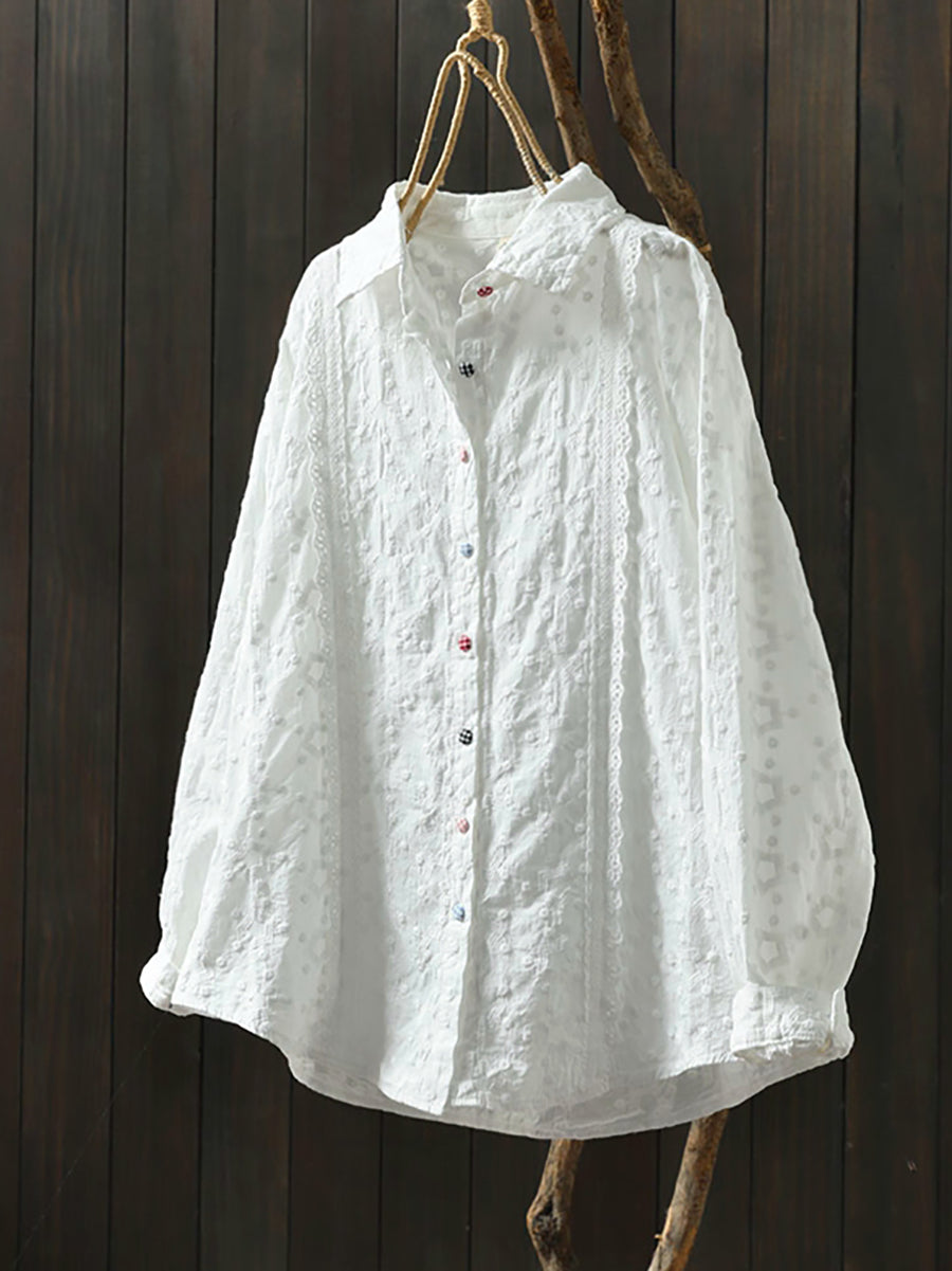 Women Spring Artsy Embroidery Shirt