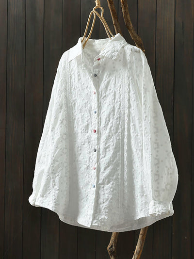 Women Spring Artsy Embroidery Shirt