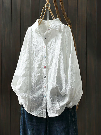Women Spring Artsy Embroidery Shirt