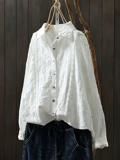 Women Spring Artsy Embroidery Shirt