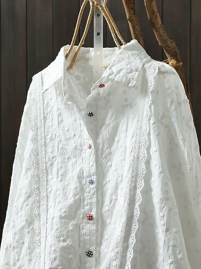 Women Spring Artsy Embroidery Shirt