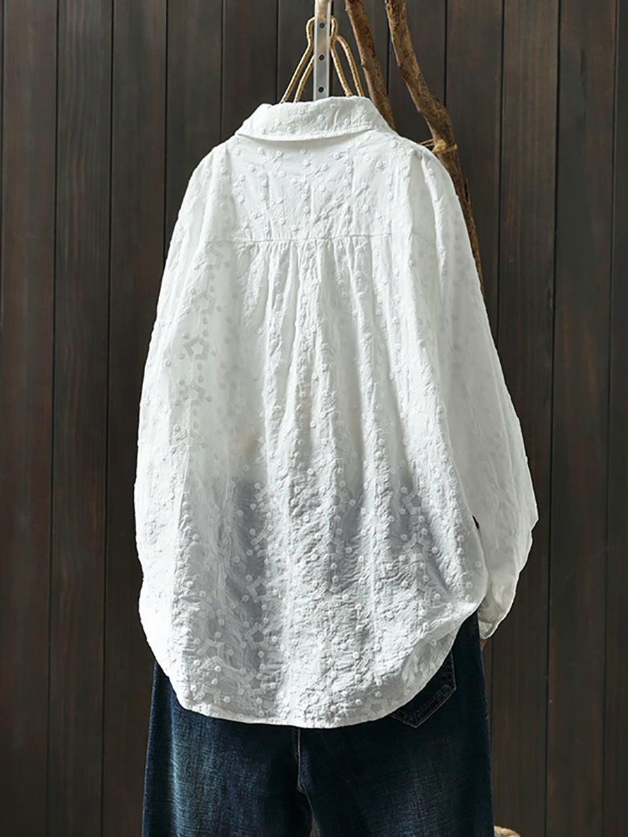 Women Spring Artsy Embroidery Shirt