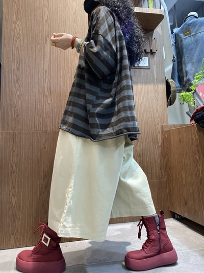 Plus size Women Summer Stripe Colorblock O-Neck Shirt