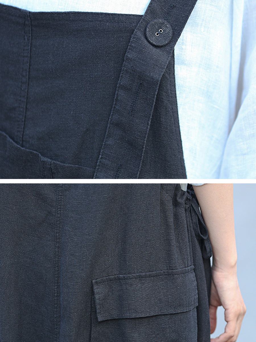 Plus Size Women Summer Casual Pure Color Loose Jumpsuits