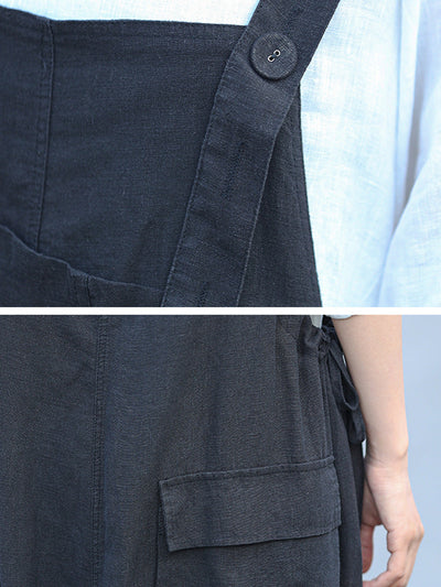 Plus Size Women Summer Casual Pure Color Loose Jumpsuits