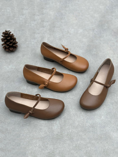 Women Casual Solid Genuine Leather Low Heel Shoes