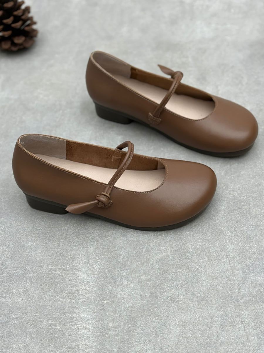 Women Casual Solid Genuine Leather Low Heel Shoes