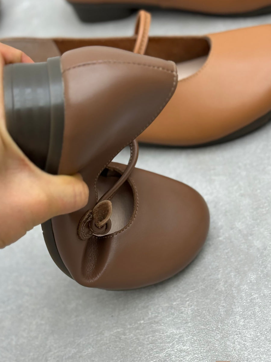 Women Casual Solid Genuine Leather Low Heel Shoes