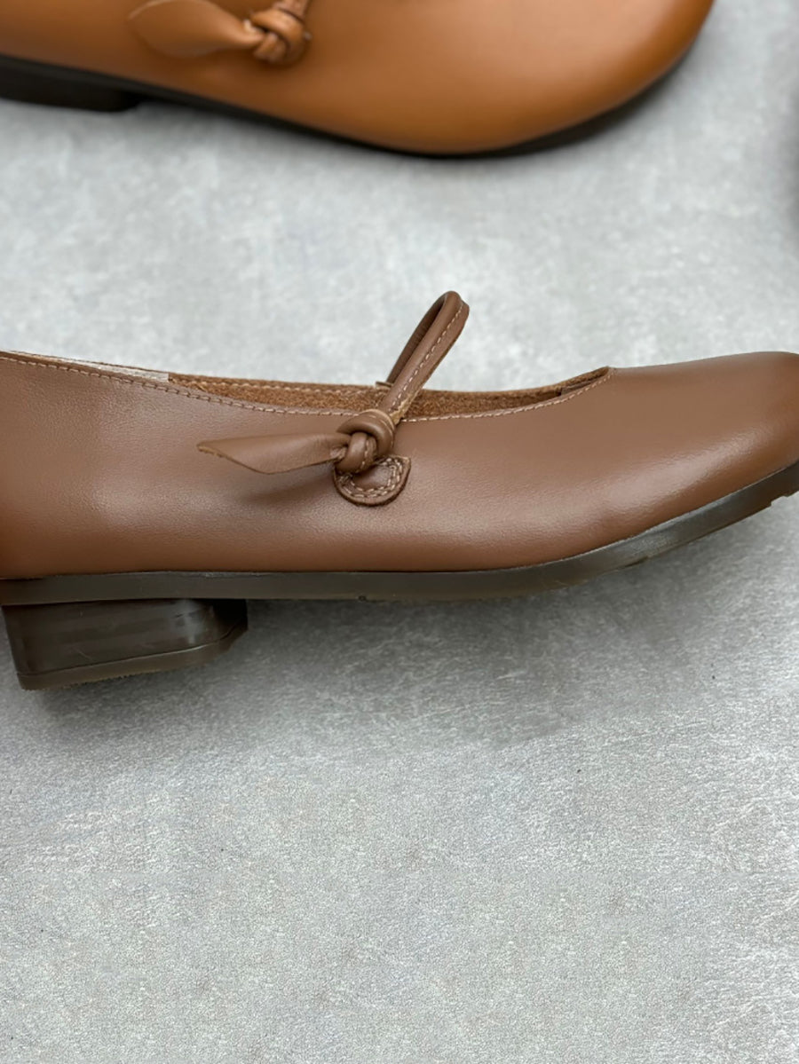 Women Casual Solid Genuine Leather Low Heel Shoes