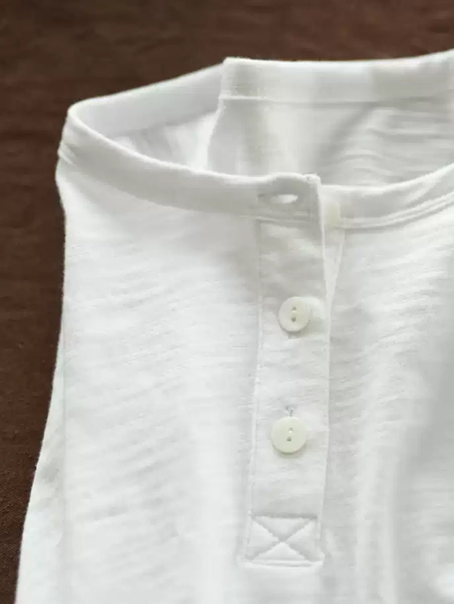 Plus Size Women Summer Casual Pure Color O-Neck 100%Cotton Shirt