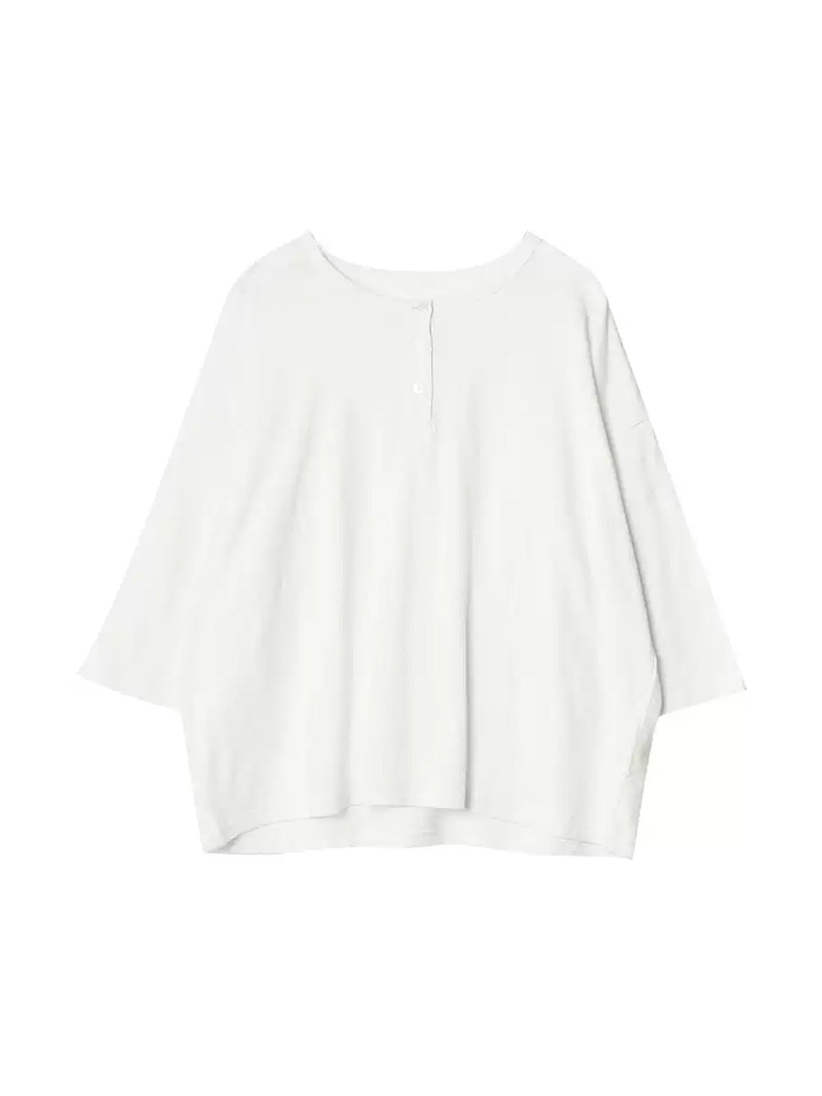 Plus Size Women Summer Casual Pure Color O-Neck 100%Cotton Shirt