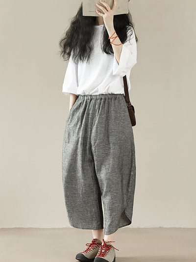 Plus Size Women Summer Casual Pure Color O-Neck 100%Cotton Shirt