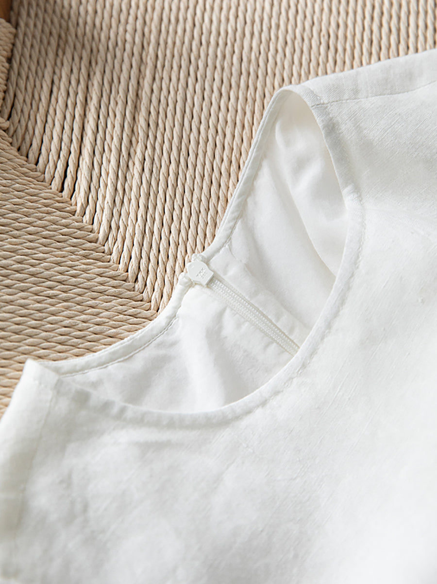 Plus Size Women Summer Casual Pure Color Loose Vest Dress