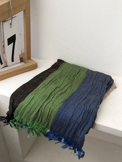 Spring Colorblock Tassel Soft Shawl Scarf