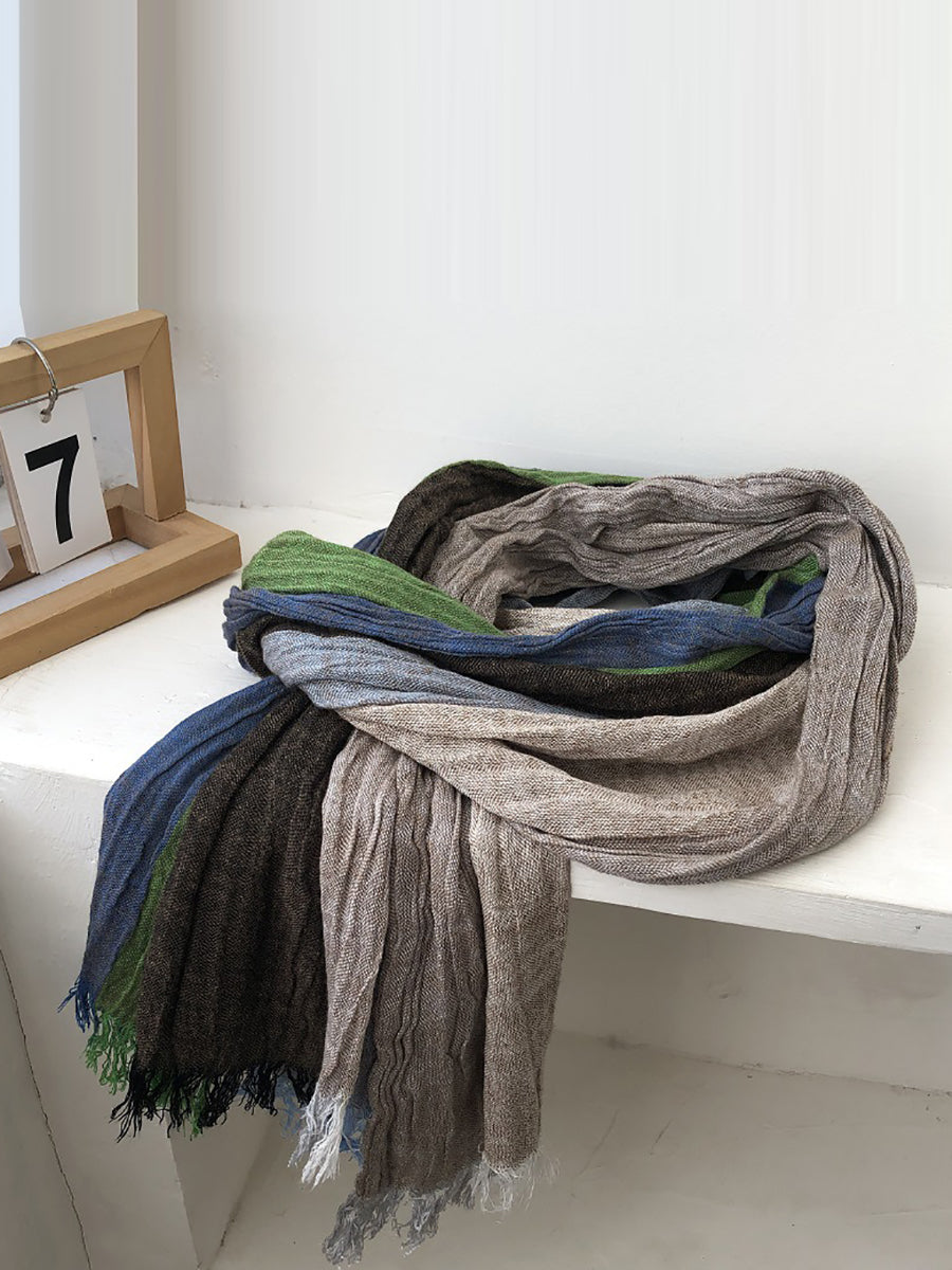 Spring Colorblock Tassel Soft Shawl Scarf