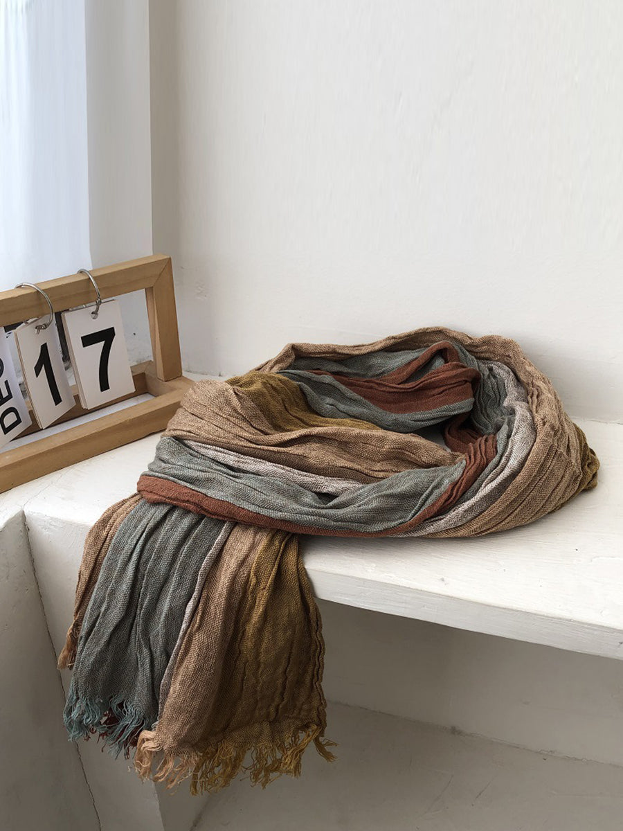 Spring Colorblock Tassel Soft Shawl Scarf