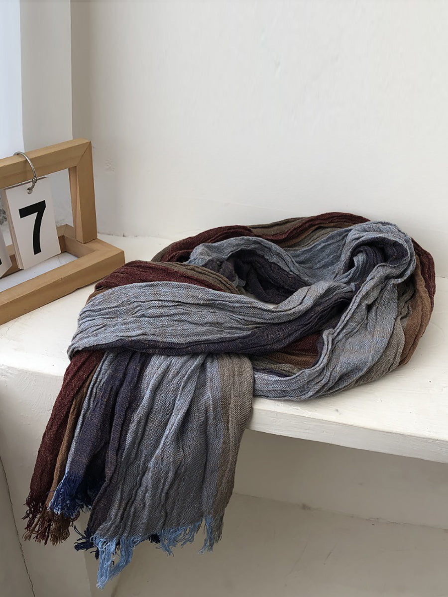 Spring Colorblock Tassel Soft Shawl Scarf