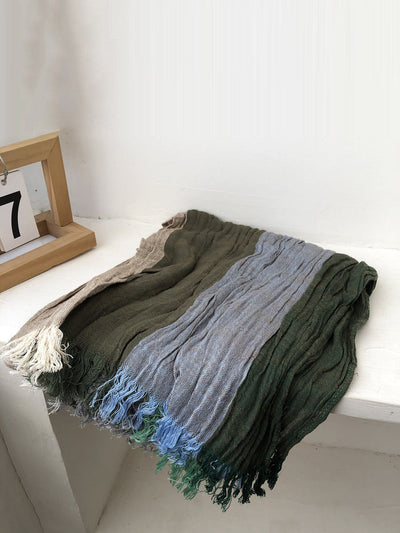 Spring Colorblock Tassel Soft Shawl Scarf