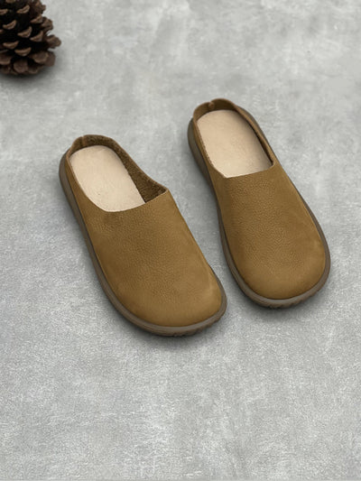 Women Summer Casual Genuine Leather Slippers