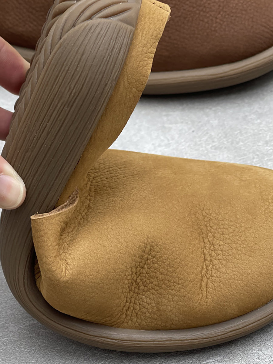Women Summer Casual Genuine Leather Slippers