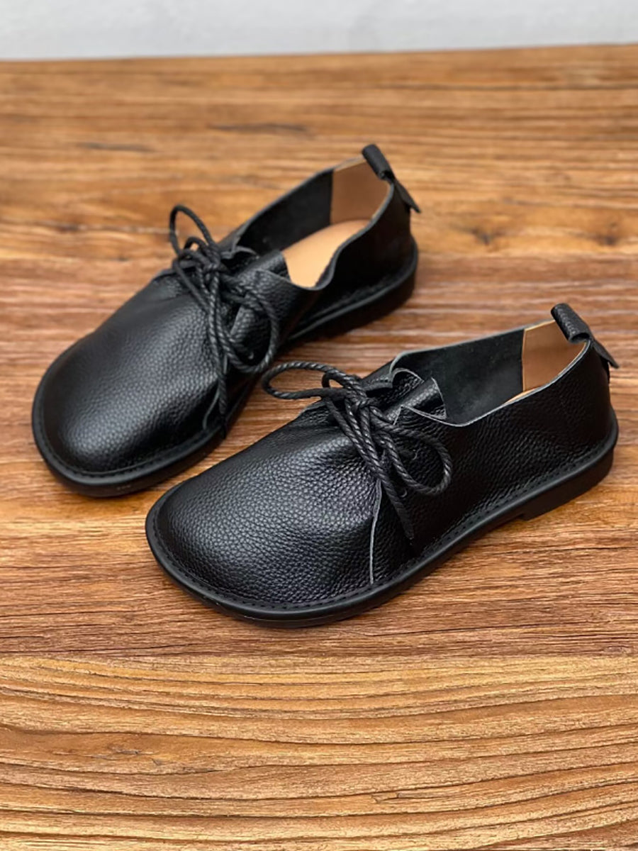 Women Summer Soft Genuine Leather Low Heel Shoes