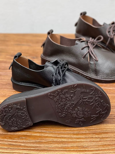 Women Summer Soft Genuine Leather Low Heel Shoes