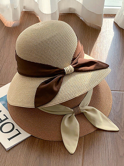 Women Summer Artsy Colorblock Sunproof Straw Hat