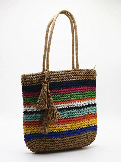 Artsy Colorful Straw Weave Shouder Bag