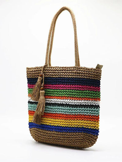 Artsy Colorful Straw Weave Shouder Bag