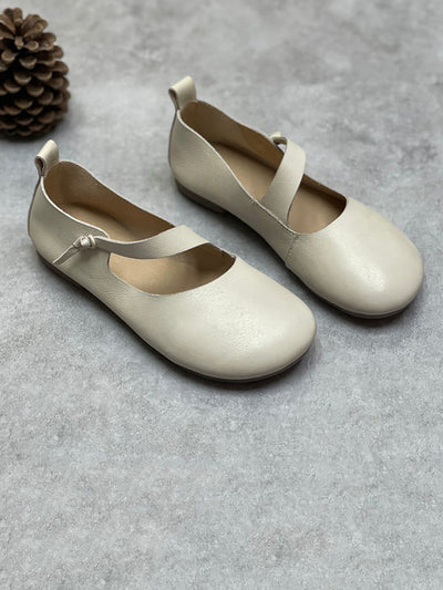 Women Vintage Summer Soft Leather Low Heel Shoes