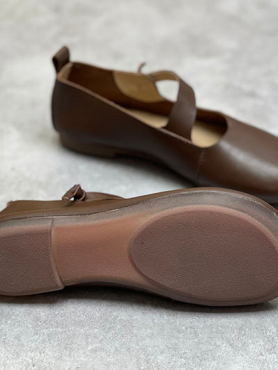 Women Vintage Summer Soft Leather Low Heel Shoes