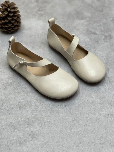 Women Vintage Summer Soft Leather Low Heel Shoes