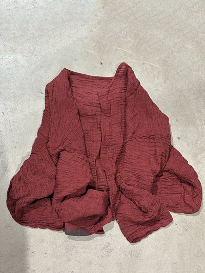 Women Spring Retro O-Neck Pure Color Linen Shirt Coat