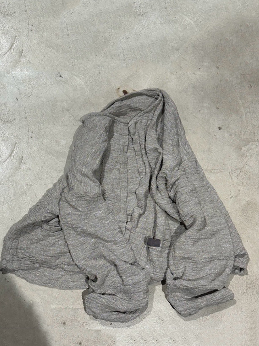 Women Spring Retro O-Neck Pure Color Linen Shirt Coat