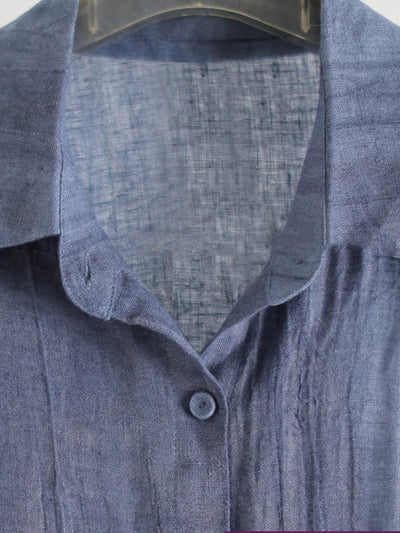 Plus Size Women Summer Artsy Pure Color Shirt Dress