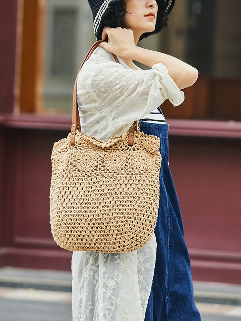 Women Fashion Summer Hand Crochet Shoulder Bag