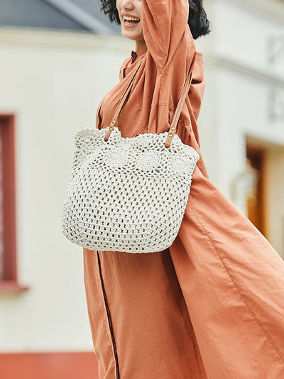 Women Fashion Summer Hand Crochet Shoulder Bag