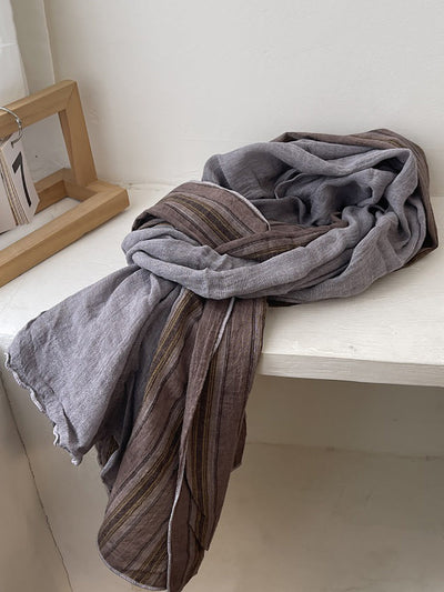 Women Spring Retro Stripe Colorblock Shawl Scarf