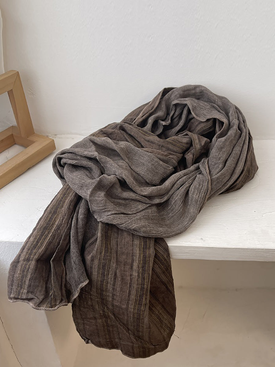 Women Spring Retro Stripe Colorblock Shawl Scarf