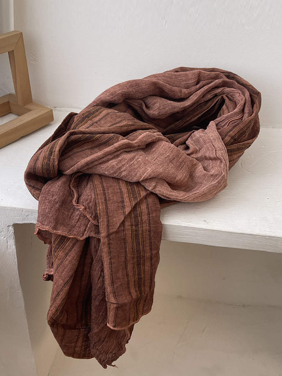 Women Spring Retro Stripe Colorblock Shawl Scarf